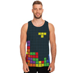 Colorful Block Puzzle Video Game Print Men's Tank Top