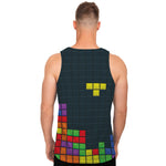 Colorful Block Puzzle Video Game Print Men's Tank Top