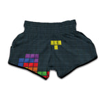 Colorful Block Puzzle Video Game Print Muay Thai Boxing Shorts