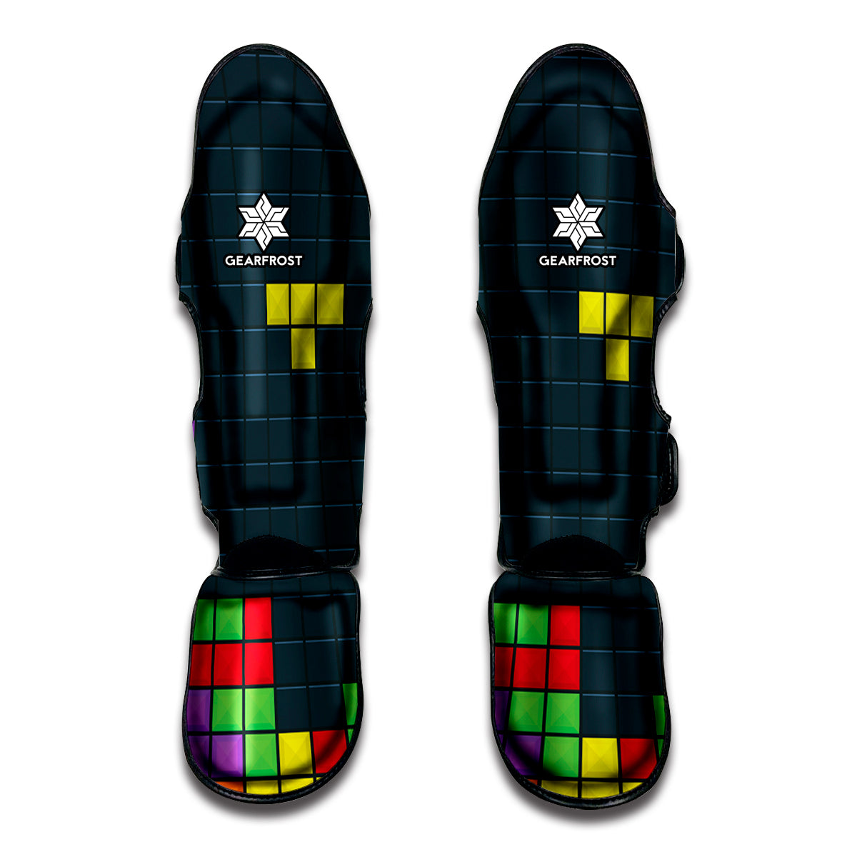 Colorful Block Puzzle Video Game Print Muay Thai Shin Guard