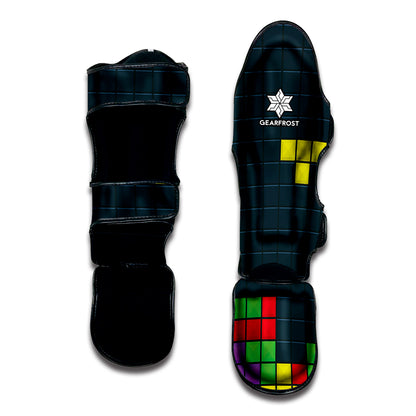 Colorful Block Puzzle Video Game Print Muay Thai Shin Guard