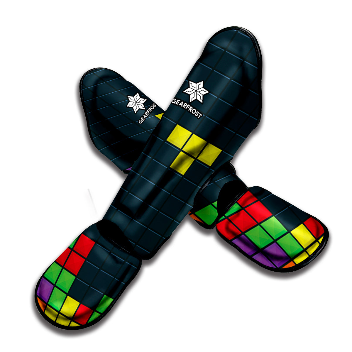 Colorful Block Puzzle Video Game Print Muay Thai Shin Guard