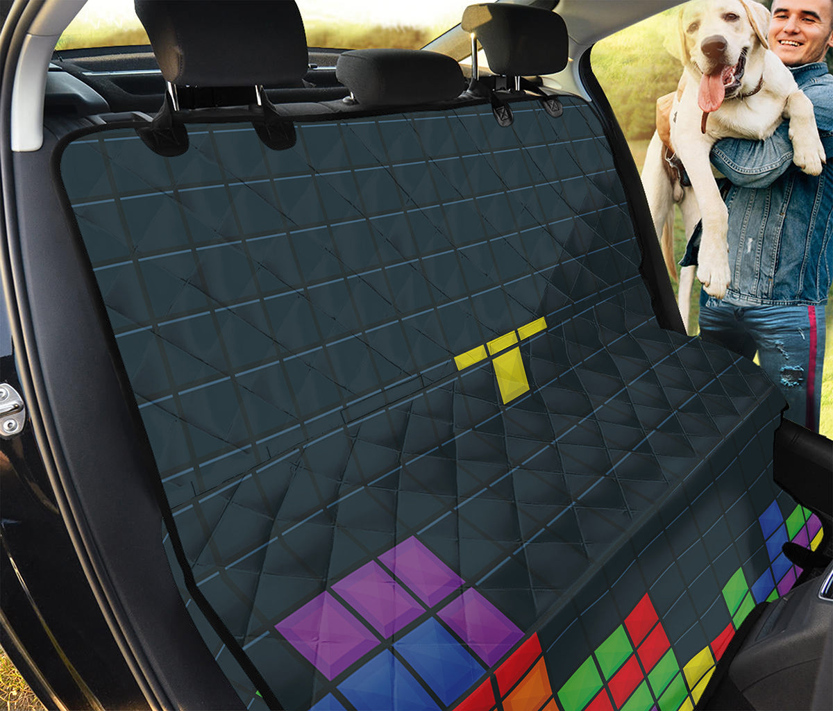 Colorful Block Puzzle Video Game Print Pet Car Back Seat Cover