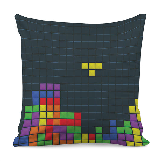 Colorful Block Puzzle Video Game Print Pillow Cover