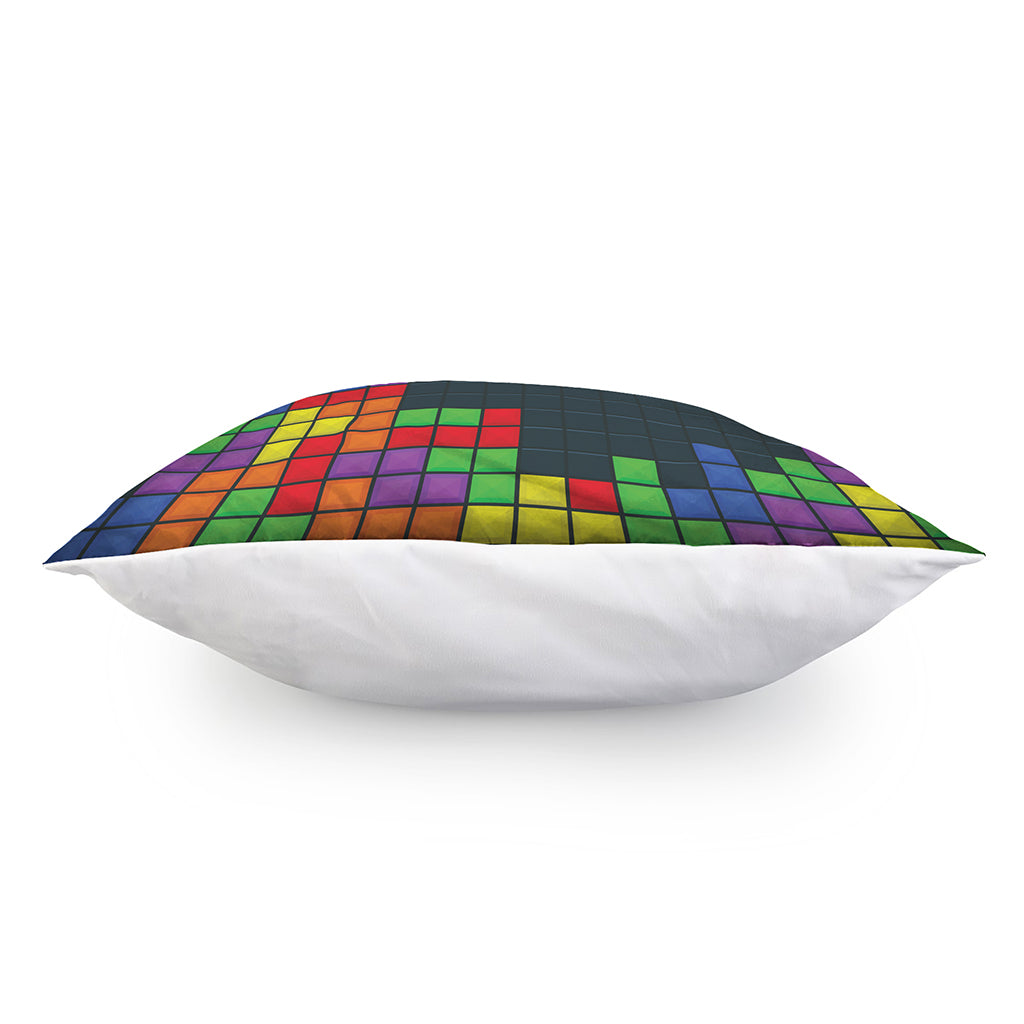 Colorful Block Puzzle Video Game Print Pillow Cover