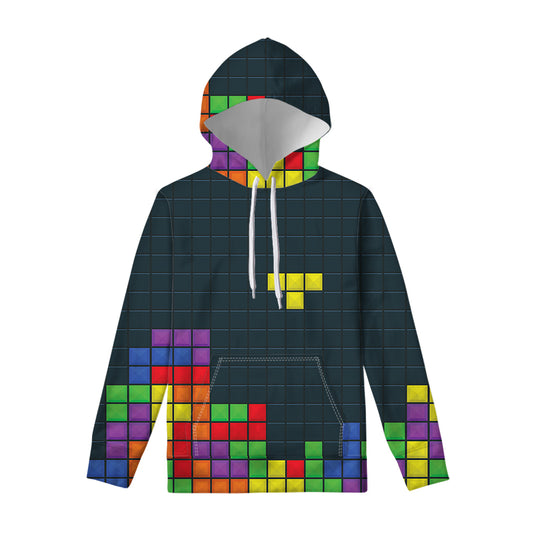 Colorful Block Puzzle Video Game Print Pullover Hoodie