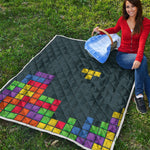 Colorful Block Puzzle Video Game Print Quilt