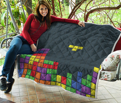 Colorful Block Puzzle Video Game Print Quilt