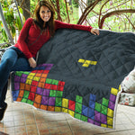 Colorful Block Puzzle Video Game Print Quilt