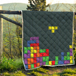 Colorful Block Puzzle Video Game Print Quilt