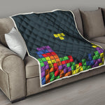 Colorful Block Puzzle Video Game Print Quilt
