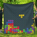 Colorful Block Puzzle Video Game Print Quilt