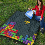 Colorful Block Puzzle Video Game Print Quilt