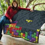 Colorful Block Puzzle Video Game Print Quilt
