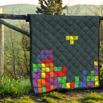 Colorful Block Puzzle Video Game Print Quilt