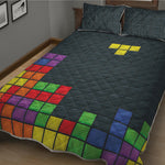 Colorful Block Puzzle Video Game Print Quilt Bed Set
