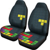 Colorful Block Puzzle Video Game Print Universal Fit Car Seat Covers