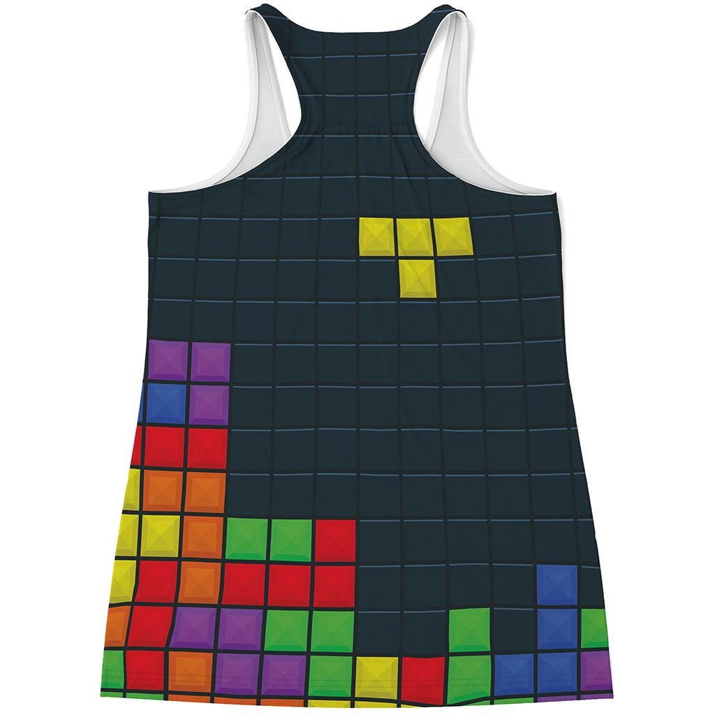 Colorful Block Puzzle Video Game Print Women's Racerback Tank Top
