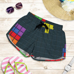 Colorful Block Puzzle Video Game Print Women's Shorts
