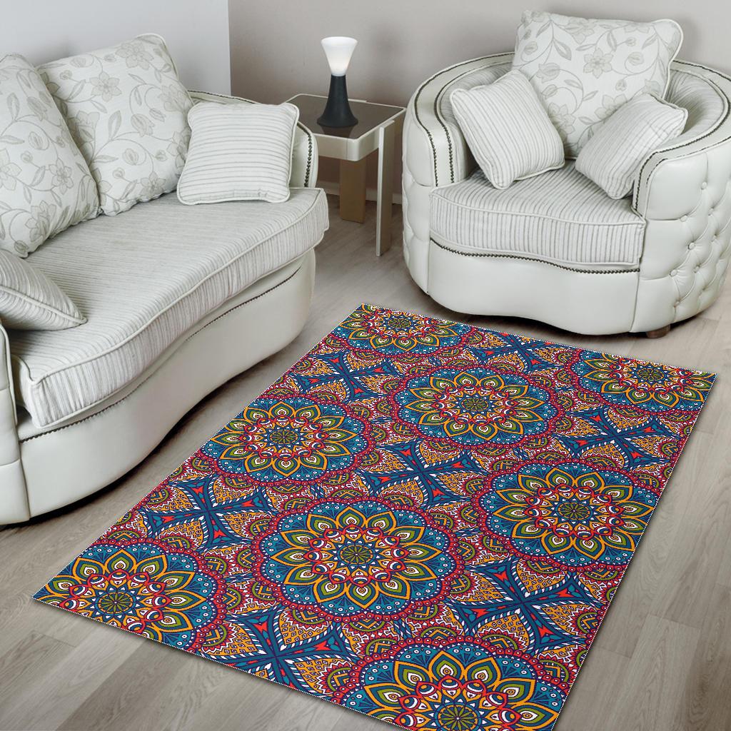Colorful Bohemian Mandala Pattern Print Area Rug GearFrost
