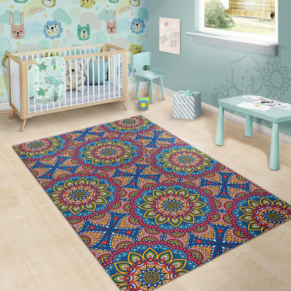 Colorful Bohemian Mandala Pattern Print Area Rug GearFrost