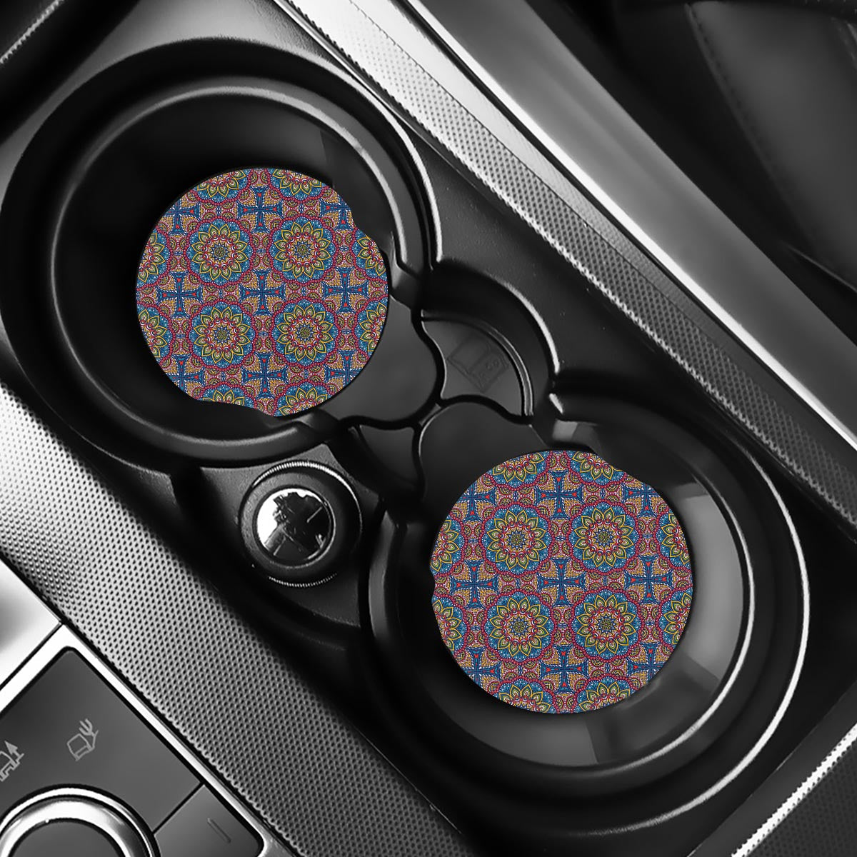 Colorful Bohemian Mandala Pattern Print Car Coasters
