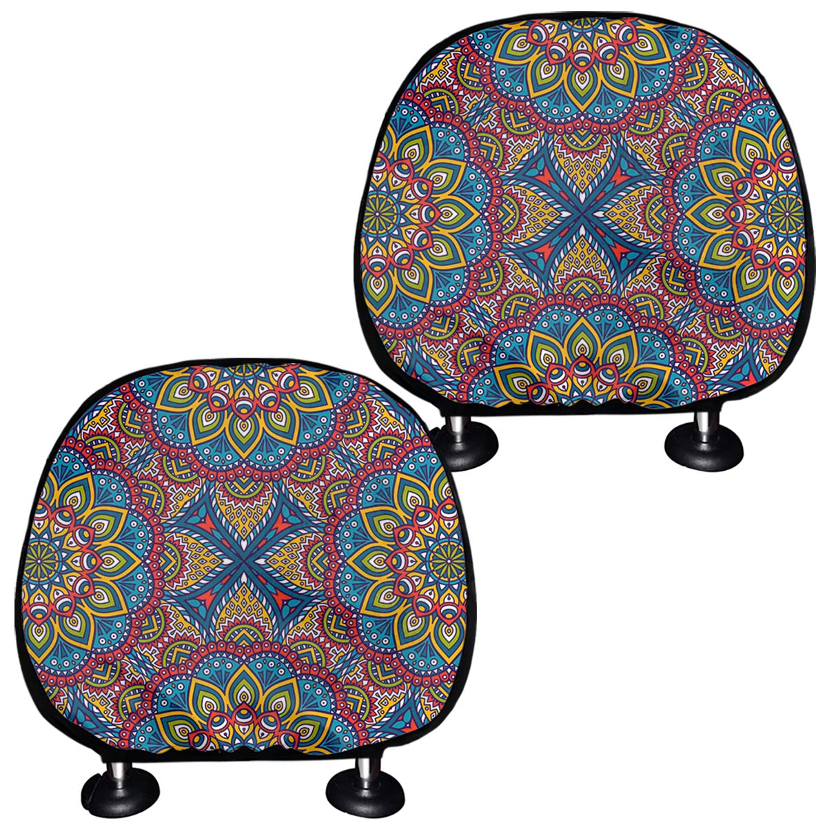 Colorful Bohemian Mandala Pattern Print Car Headrest Covers