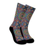 Colorful Bohemian Mandala Pattern Print Crew Socks