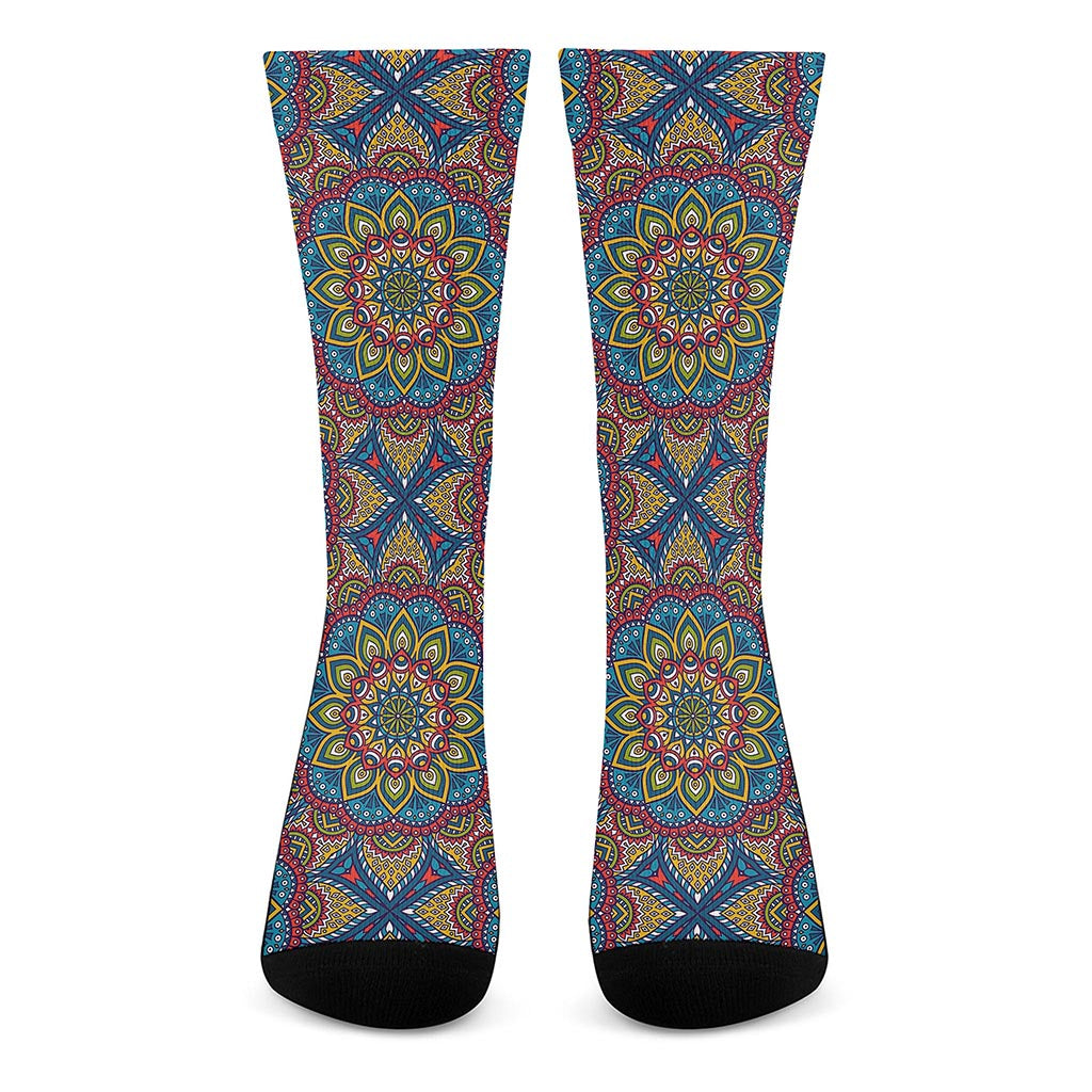 Colorful Bohemian Mandala Pattern Print Crew Socks