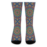 Colorful Bohemian Mandala Pattern Print Crew Socks