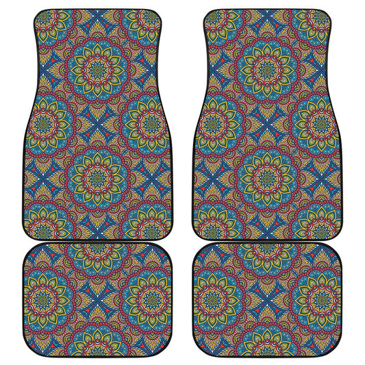 Colorful Bohemian Mandala Pattern Print Front and Back Car Floor Mats