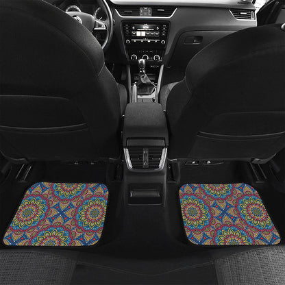 Colorful Bohemian Mandala Pattern Print Front and Back Car Floor Mats