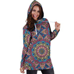 Colorful Bohemian Mandala Pattern Print Hoodie Dress GearFrost