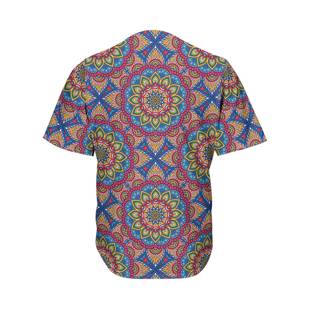 Colorful Bohemian Mandala Pattern Print Men's Baseball Jersey