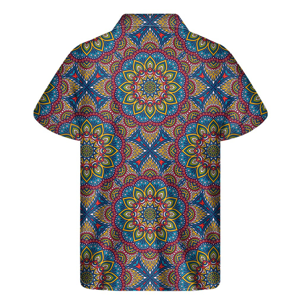 Colorful Bohemian Mandala Pattern Print Men's Short Sleeve Shirt