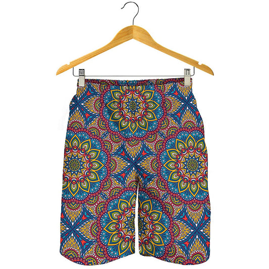 Colorful Bohemian Mandala Pattern Print Men's Shorts