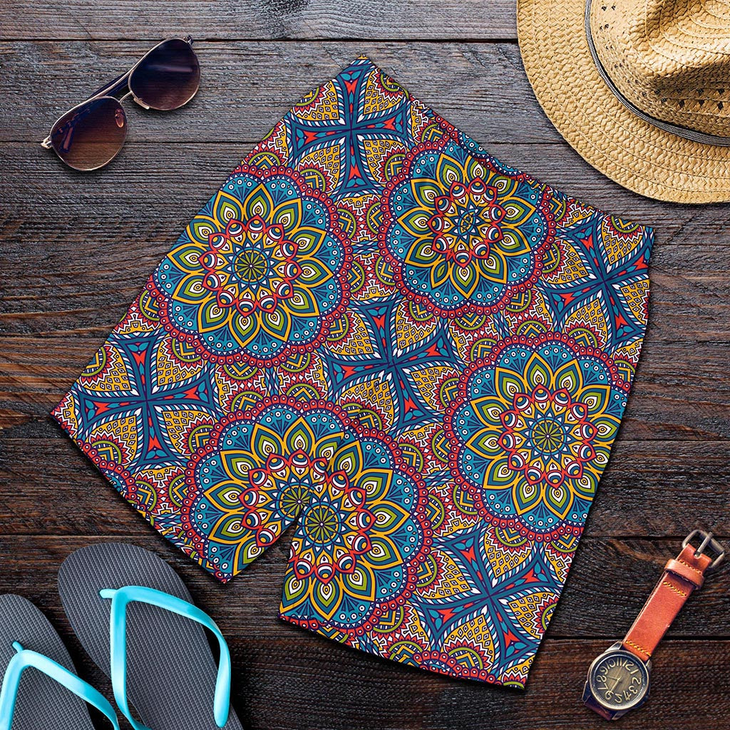 Colorful Bohemian Mandala Pattern Print Men's Shorts