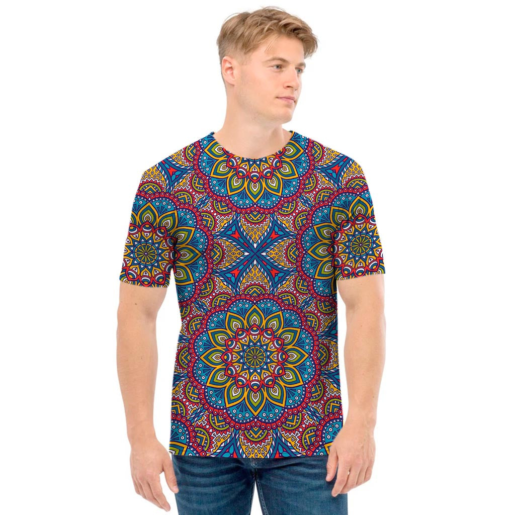 Colorful Bohemian Mandala Pattern Print Men's T-Shirt