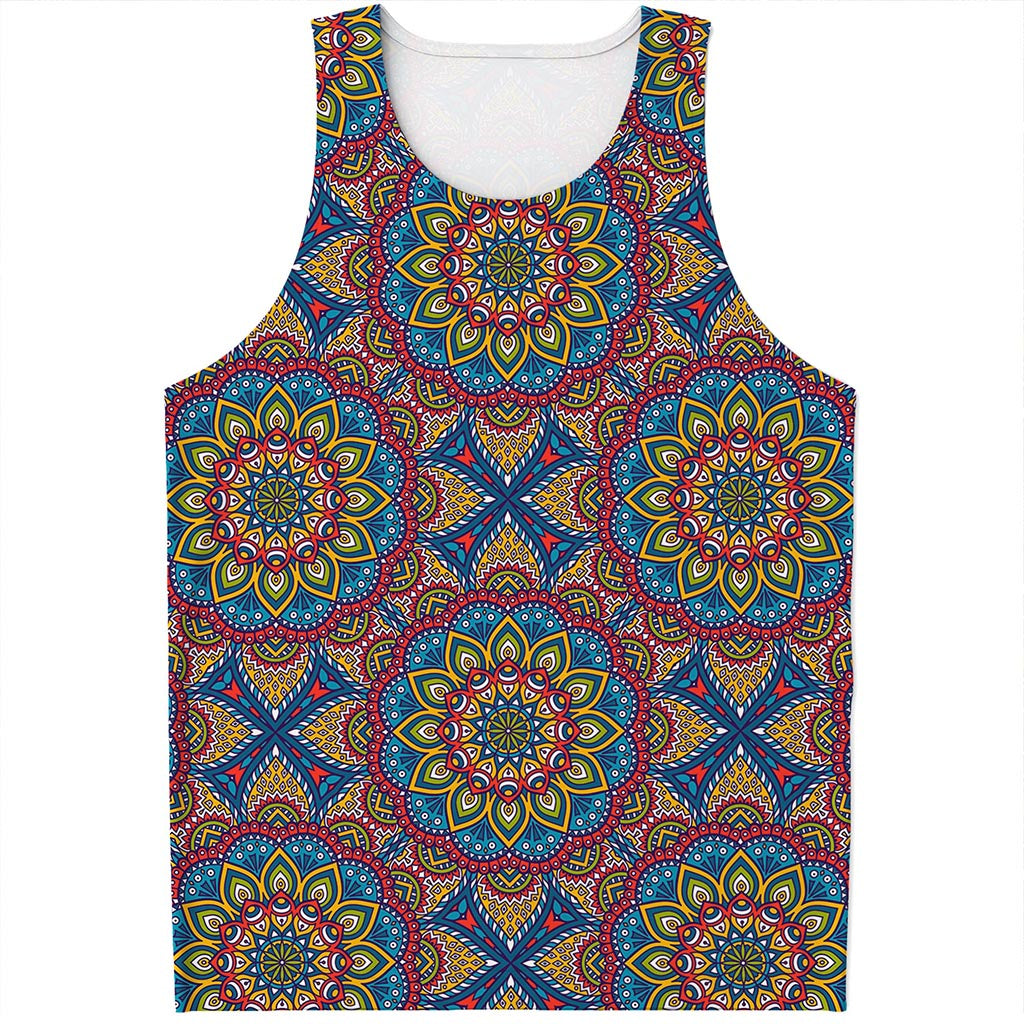 Colorful Bohemian Mandala Pattern Print Men's Tank Top