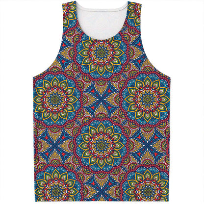 Colorful Bohemian Mandala Pattern Print Men's Tank Top