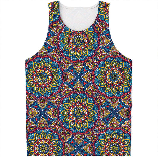 Colorful Bohemian Mandala Pattern Print Men's Tank Top