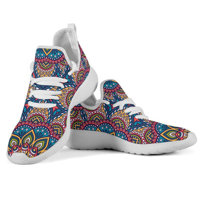 Colorful Bohemian Mandala Pattern Print Mesh Knit Shoes GearFrost