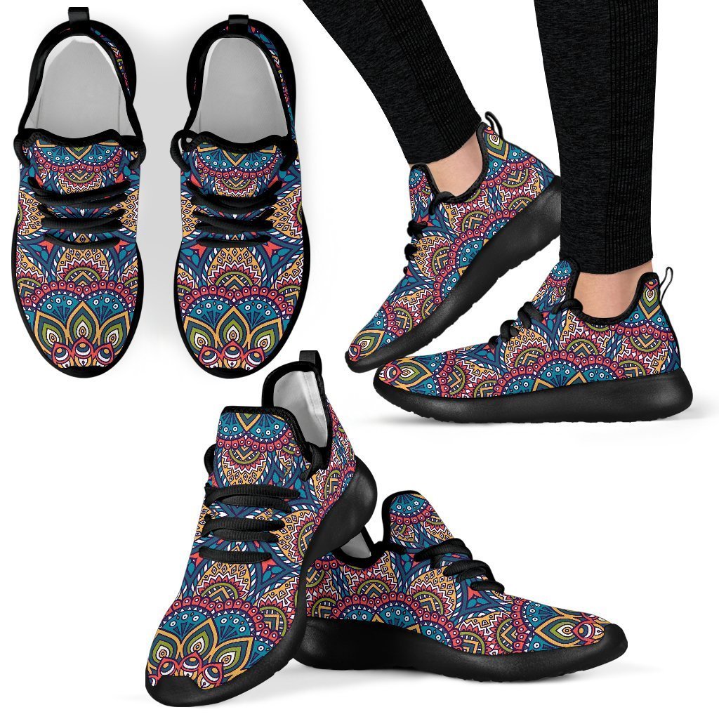 Colorful Bohemian Mandala Pattern Print Mesh Knit Shoes GearFrost