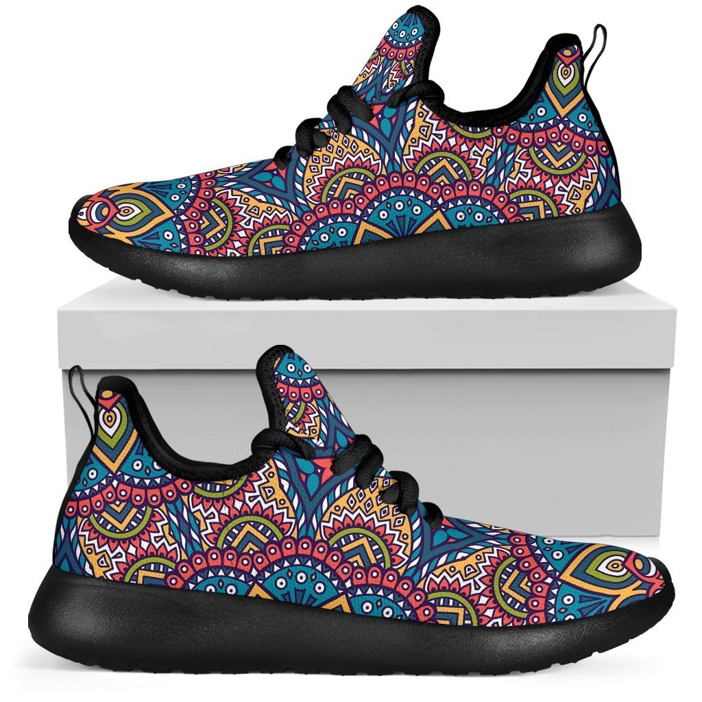 Colorful Bohemian Mandala Pattern Print Mesh Knit Shoes GearFrost