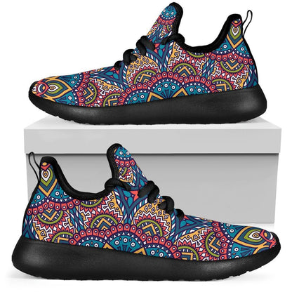 Colorful Bohemian Mandala Pattern Print Mesh Knit Shoes GearFrost