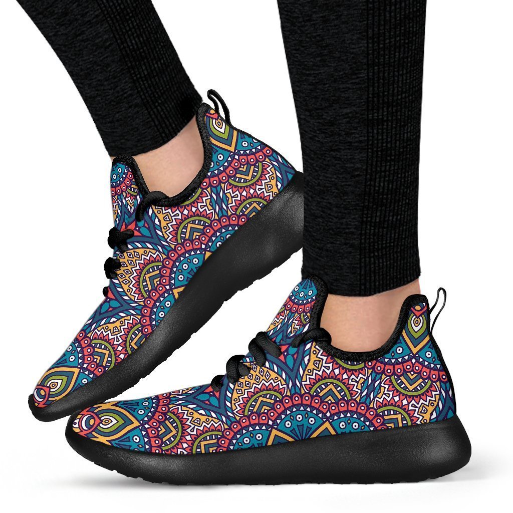 Colorful Bohemian Mandala Pattern Print Mesh Knit Shoes GearFrost