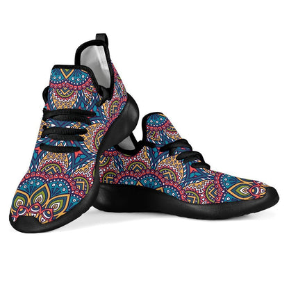 Colorful Bohemian Mandala Pattern Print Mesh Knit Shoes GearFrost