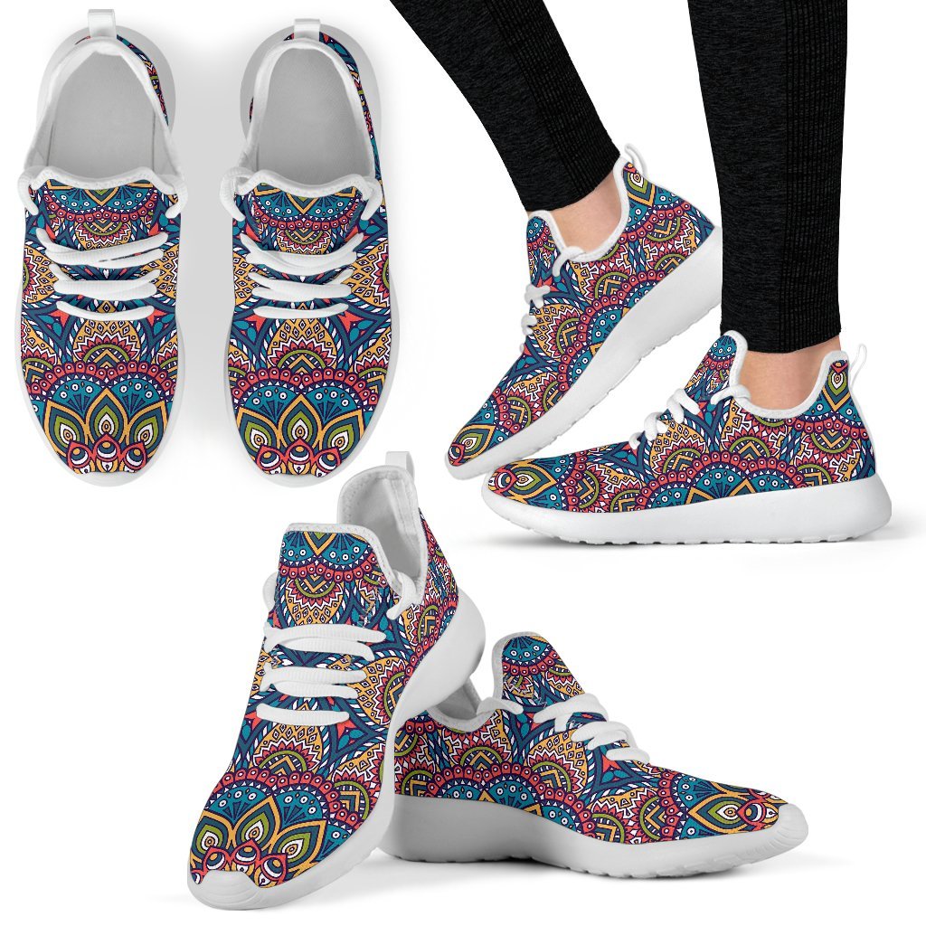 Colorful Bohemian Mandala Pattern Print Mesh Knit Shoes GearFrost
