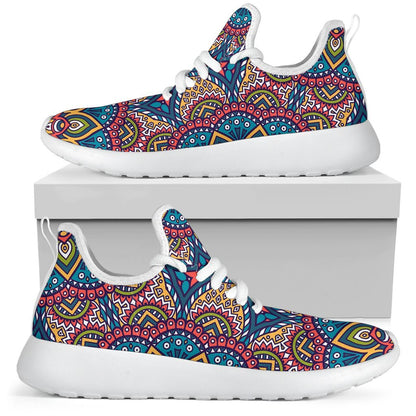 Colorful Bohemian Mandala Pattern Print Mesh Knit Shoes GearFrost