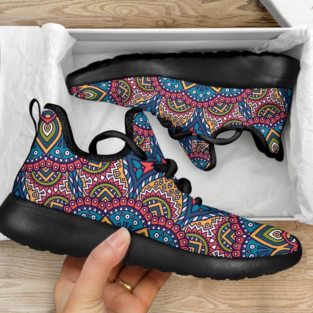 Colorful Bohemian Mandala Pattern Print Mesh Knit Shoes GearFrost